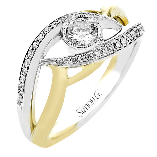 Round - Cut Split - Shank Engagement Ring In 18k Gold With Diamonds - Simon G. Jewelry