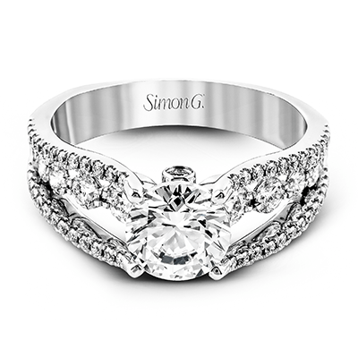 Round - Cut Split - Shank Engagement Ring In 18k Gold With Diamonds - Simon G. Jewelry