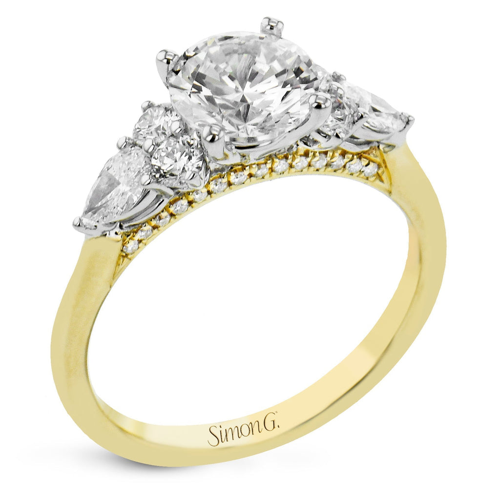 Round - Cut Three - Stone Engagement Ring In 18k Gold With Diamonds - Simon G. Jewelry