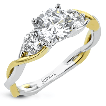 Round - Cut Three - Stone Engagement Ring In 18k Gold With Diamonds - Simon G. Jewelry