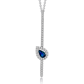 Sapphire Color Pendant in 18k Gold with Diamonds - Simon G. Jewelry