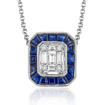 Sapphire Pendant Necklace in 18k Gold with Diamonds - Simon G. Jewelry