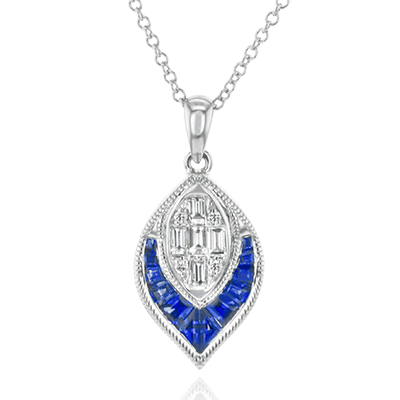 Sapphire Pendant Necklace in 18k Gold with Diamonds - Simon G. Jewelry