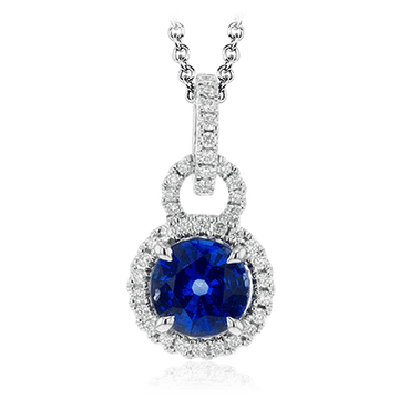 Sapphire Pendant Necklace in 18k Gold with Diamonds - Simon G. Jewelry