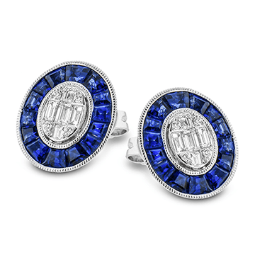 Sapphire Stud Earrings in 18k Gold with Diamonds - Simon G. Jewelry