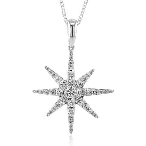 Star Pendant Necklace in 18k Gold with Diamonds - Simon G. Jewelry