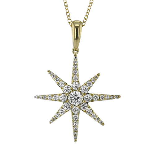 Star Pendant Necklace in 18k Gold with Diamonds - Simon G. Jewelry