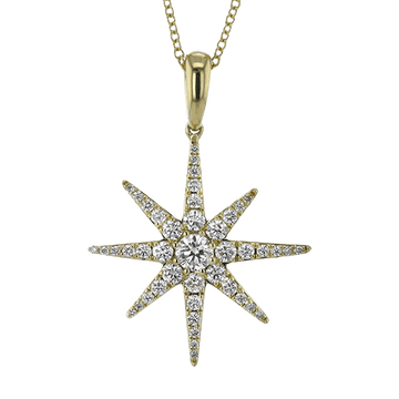 Star Pendant Necklace in 18k Gold with Diamonds - Simon G. Jewelry