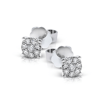 Stud Earrings (6.50mm) in 18k Gold with Diamonds - Simon G. Jewelry