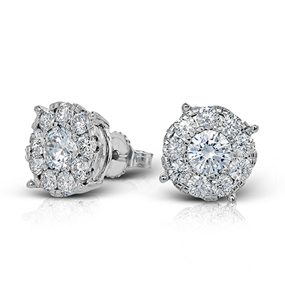 Stud Earrings (8.00mm) in 18k Gold with Diamonds - Simon G. Jewelry