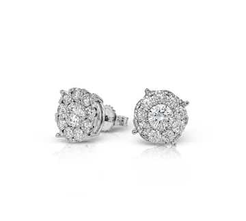 Stud Earrings (9.50mm) in 18k Gold with Diamonds - Simon G. Jewelry