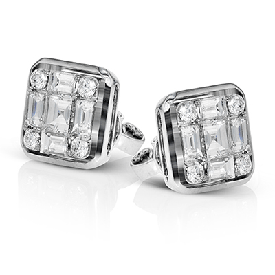 Stud Earrings in 18k Gold with Diamonds - Simon G. Jewelry