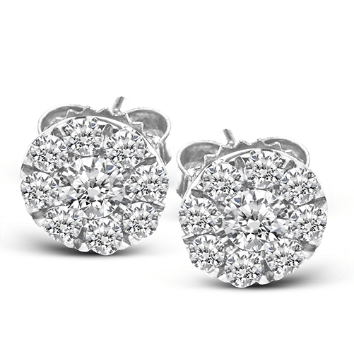 Stud Earrings in 18k Gold with Diamonds - Simon G. Jewelry