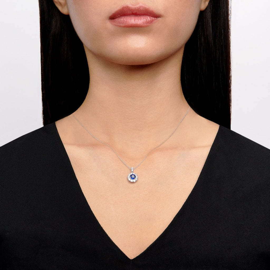 Tempera Sapphire Pendant Necklace in 18k Gold with Diamonds - Simon G. Jewelry