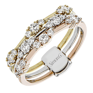 Three - tone Fashion Ring in 18k Gold with Diamonds - Simon G. Jewelry