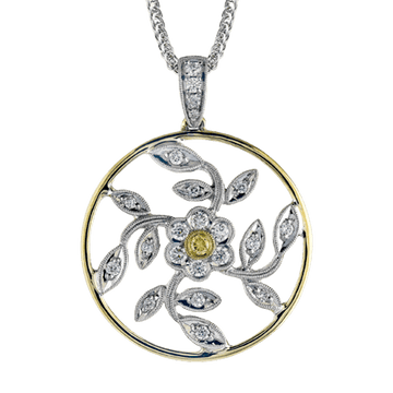 Trellis Floral Pendant in 18k Gold with Diamonds - Simon G. Jewelry