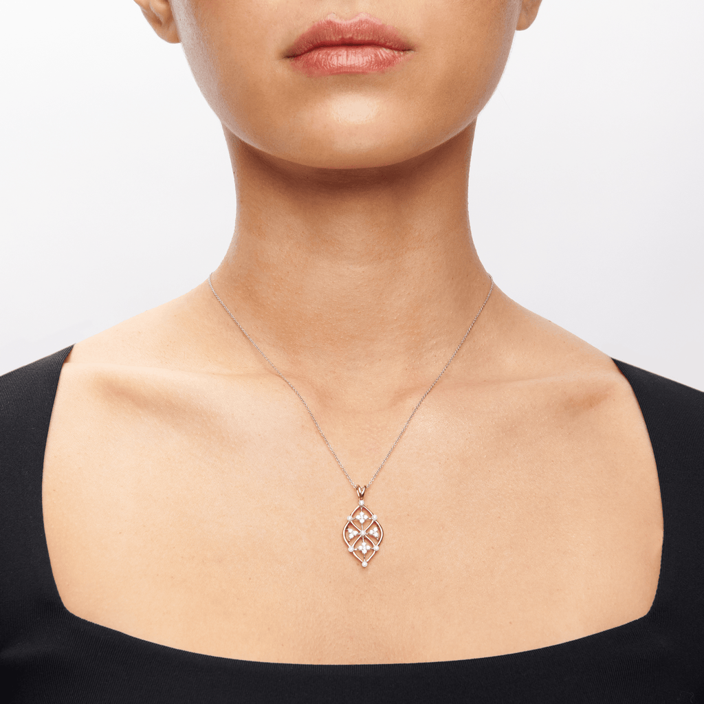 Trellis Pendant Necklace in 18k Gold with Diamonds - Simon G. Jewelry