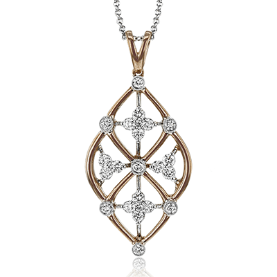 Trellis Pendant Necklace in 18k Gold with Diamonds - Simon G. Jewelry