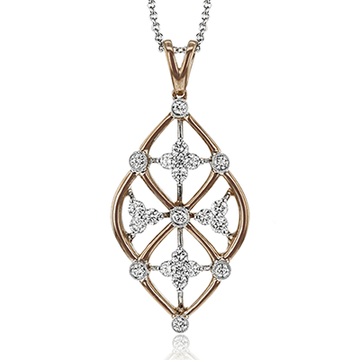 Trellis Pendant Necklace in 18k Gold with Diamonds - Simon G. Jewelry