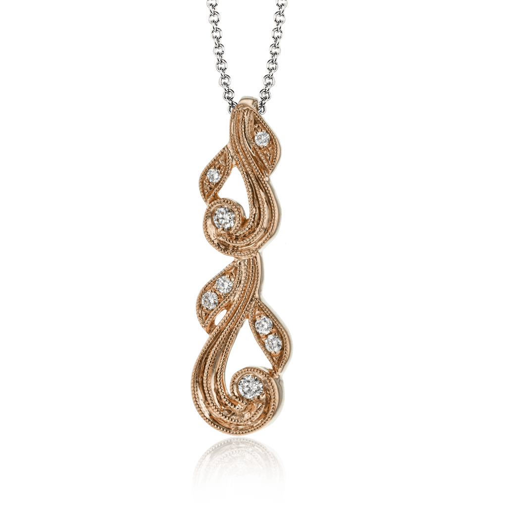 Trellis Pendant Necklace in 18k Gold with Diamonds - Simon G. Jewelry