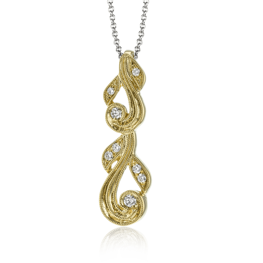 Trellis Pendant Necklace in 18k Gold with Diamonds - Simon G. Jewelry