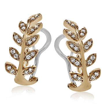 Vine Earring Climbers in 18K Rose Gold with Diamonds - Simon G. Jewelry