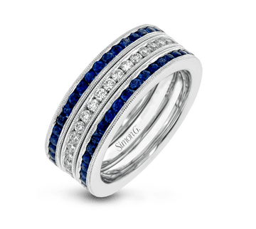 Wedding Band Set In 18k Gold With Diamonds - Simon G. Jewelry