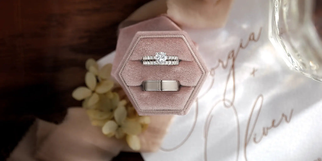 Wedding Bands in pink box