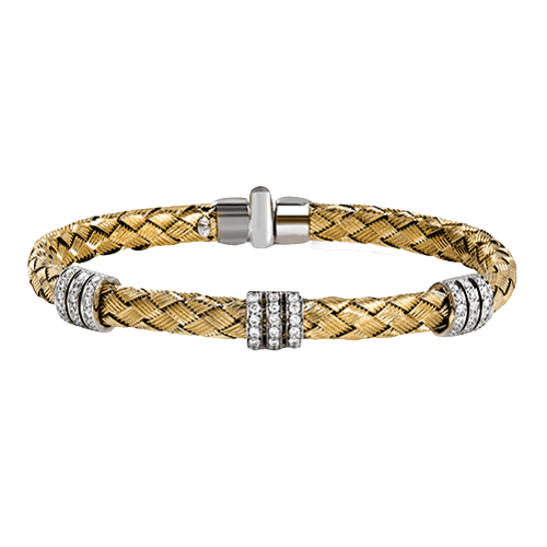 Woven Bangle in 18k Gold with Diamonds - Simon G. Jewelry