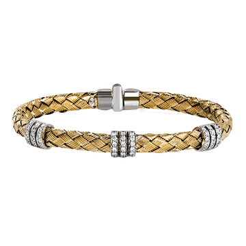 Woven Bangle in 18k Gold with Diamonds - Simon G. Jewelry