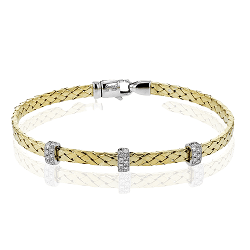 Woven Bangle in 18k Gold with Diamonds - Simon G. Jewelry