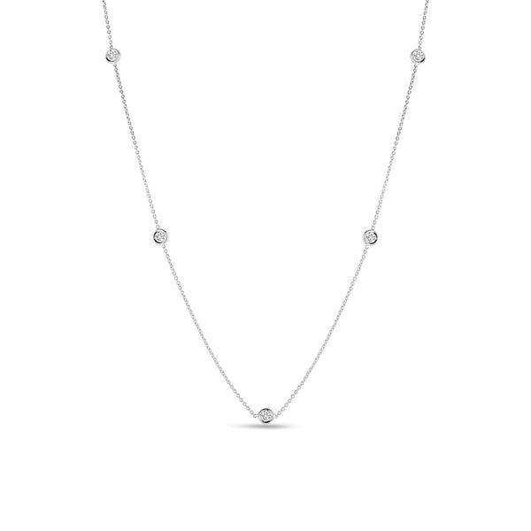 18K White Gold Necklace with 5 Diamond Stations