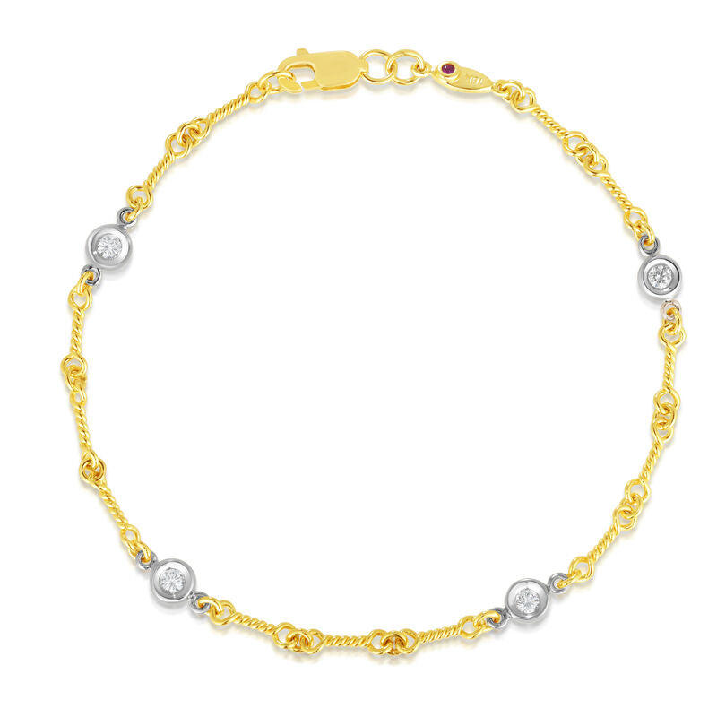 18K Yellow & White Gold Diamonds By the Inch Four Station Dogbone Bracelet