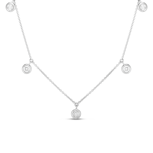 18K Five Diamond Drop Station Necklace