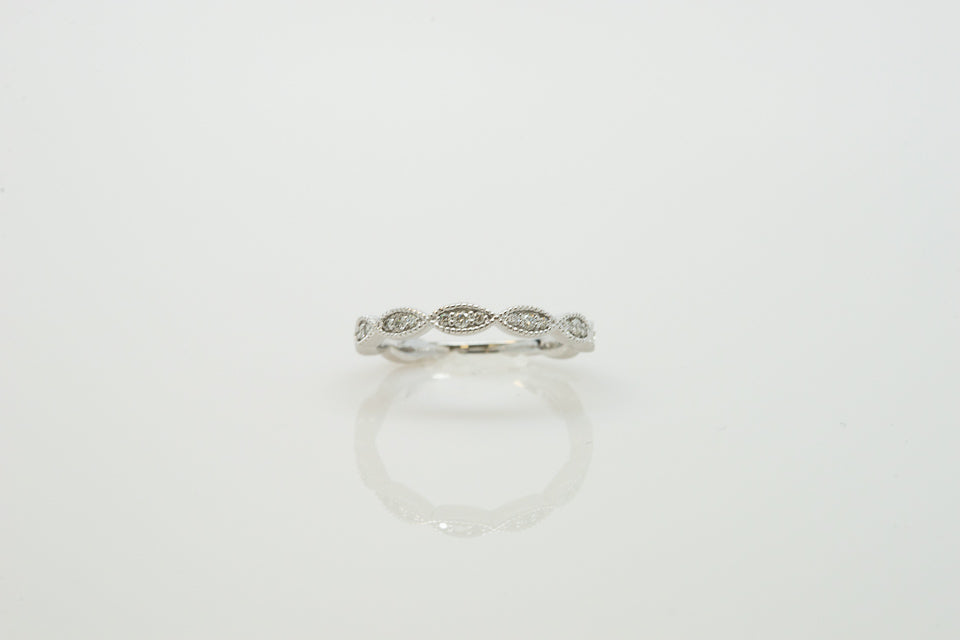 14K White Gold Stackable Ring with Diamonds