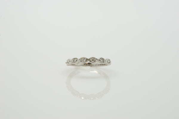 14K White Gold Wedding Ring with Diamonds