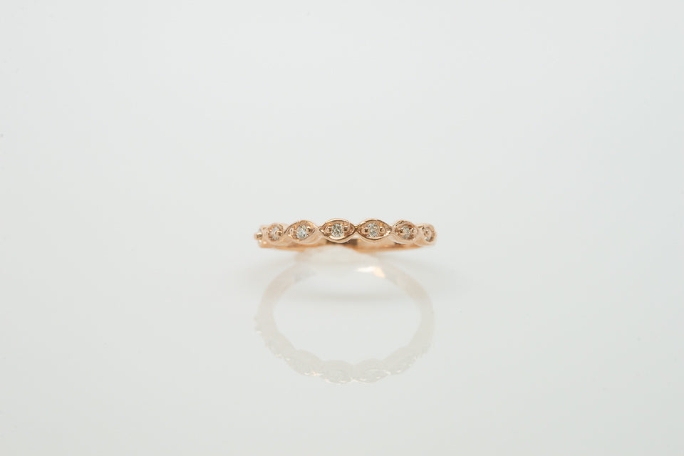 14K Rose Gold Wedding Ring with Diamonds