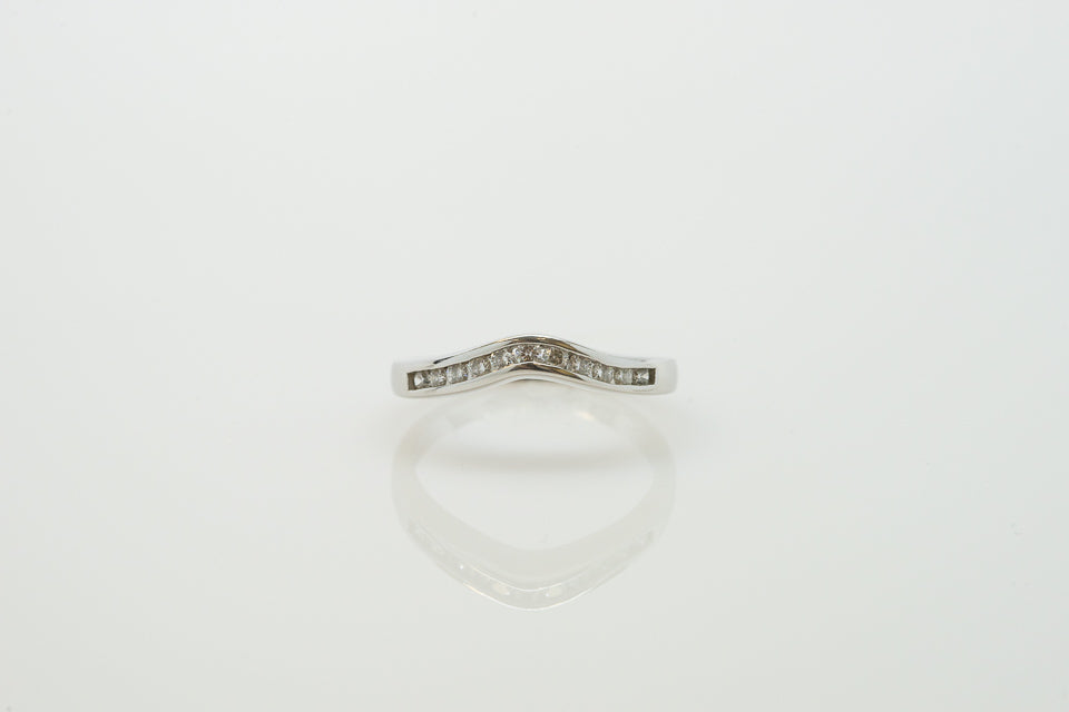 14K White Gold Curved Channel Wedding Band