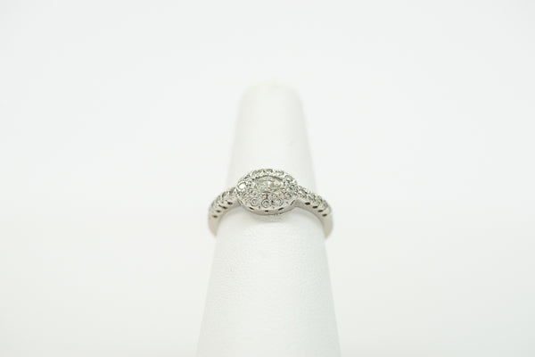 14K White Gold Engagement Ring with 0.19ct Center Oval Diamond