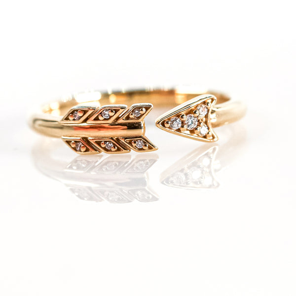 14K Gold Arrow Diamond Fashion Ring