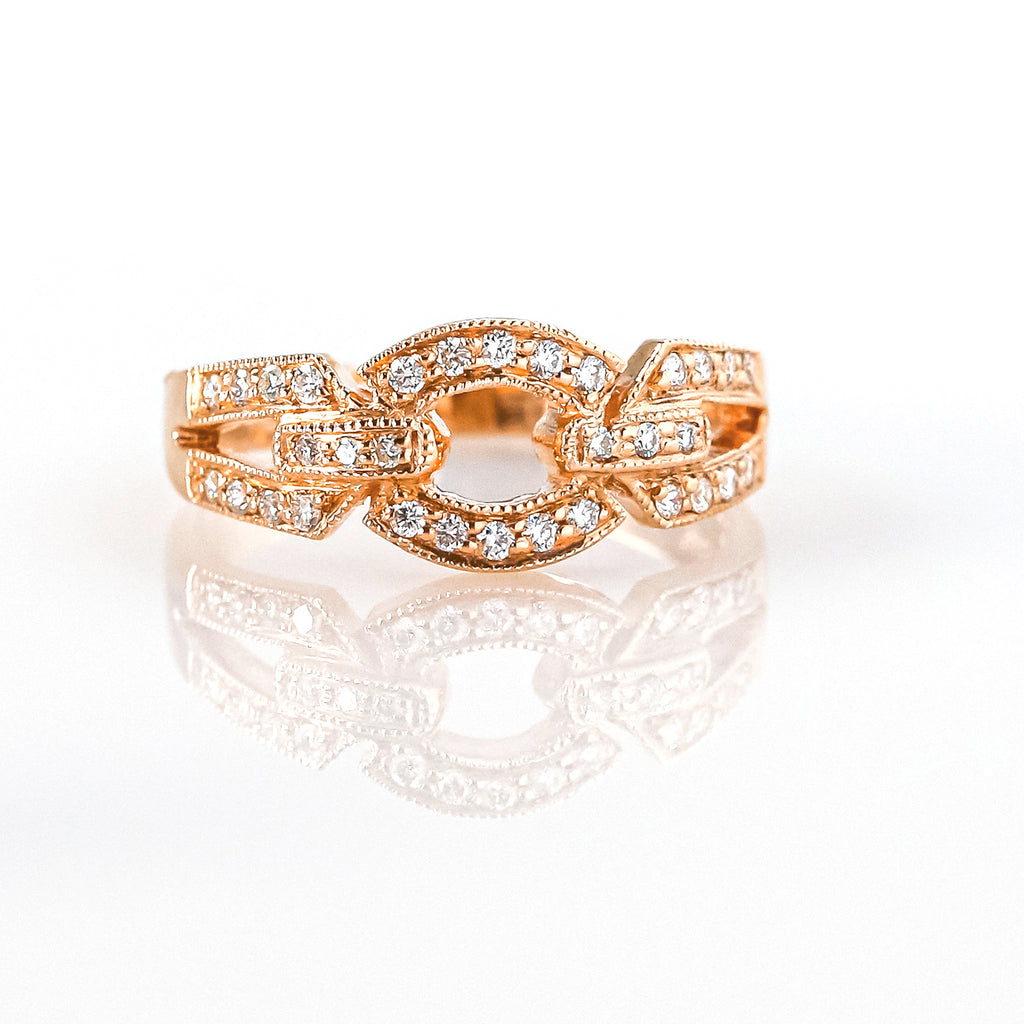 14K Rose Gold Fashion Ring with Diamonds