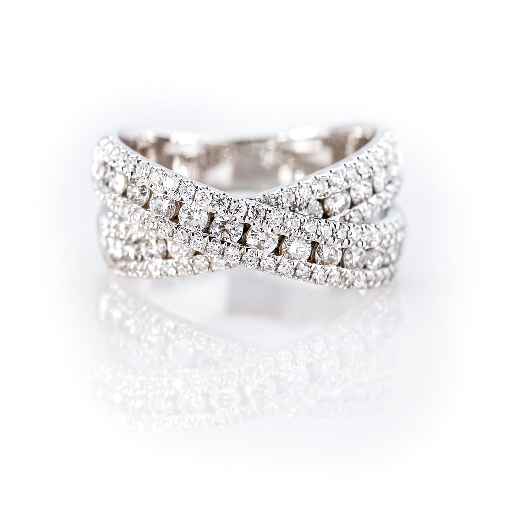 14K White Gold Diamond Fashion Ring with Round Diamonds