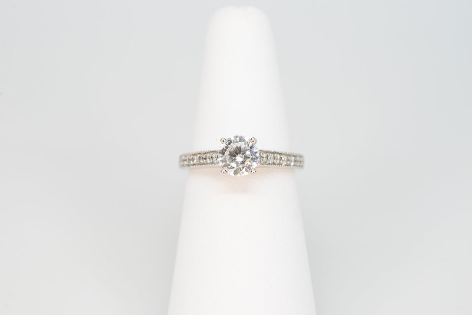14K White Gold Semi-Mount Engagement Ring with .24tcw Round Accent Diamonds
