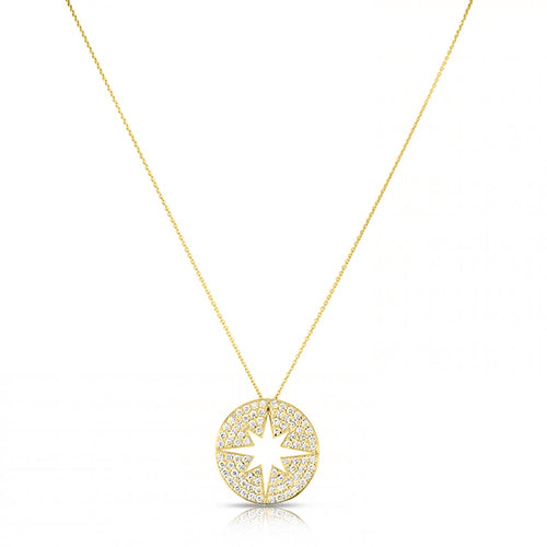 18K Yellow Gold Tiny Treasures Diamond Starburst Necklace