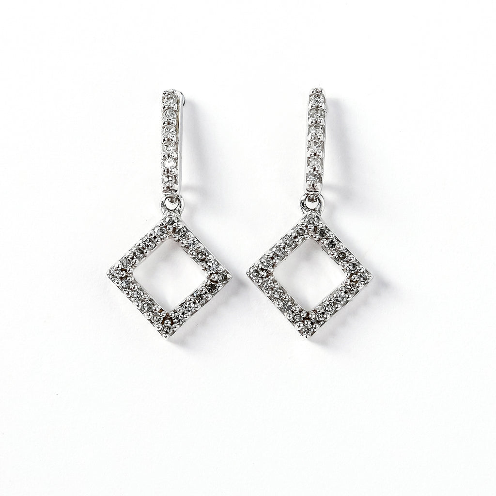 14K White Gold Earrings with Round Diamonds