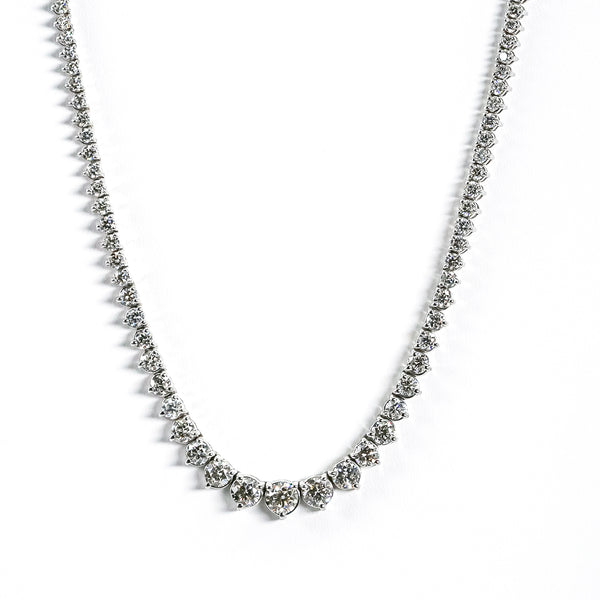 14K White Gold Diamond Line Necklace