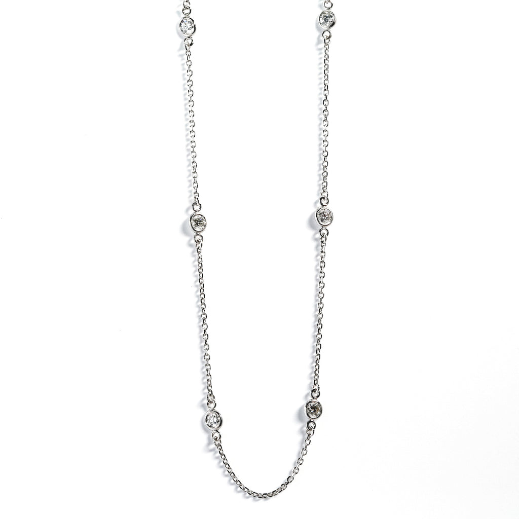 14K White Gold Diamonds By the Inch Necklace