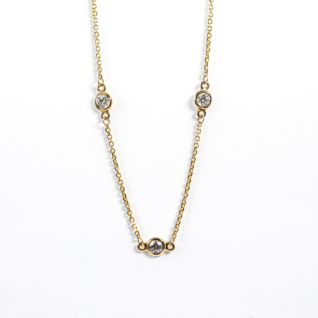 14K Yellow Gold Diamonds By the Inch Necklace