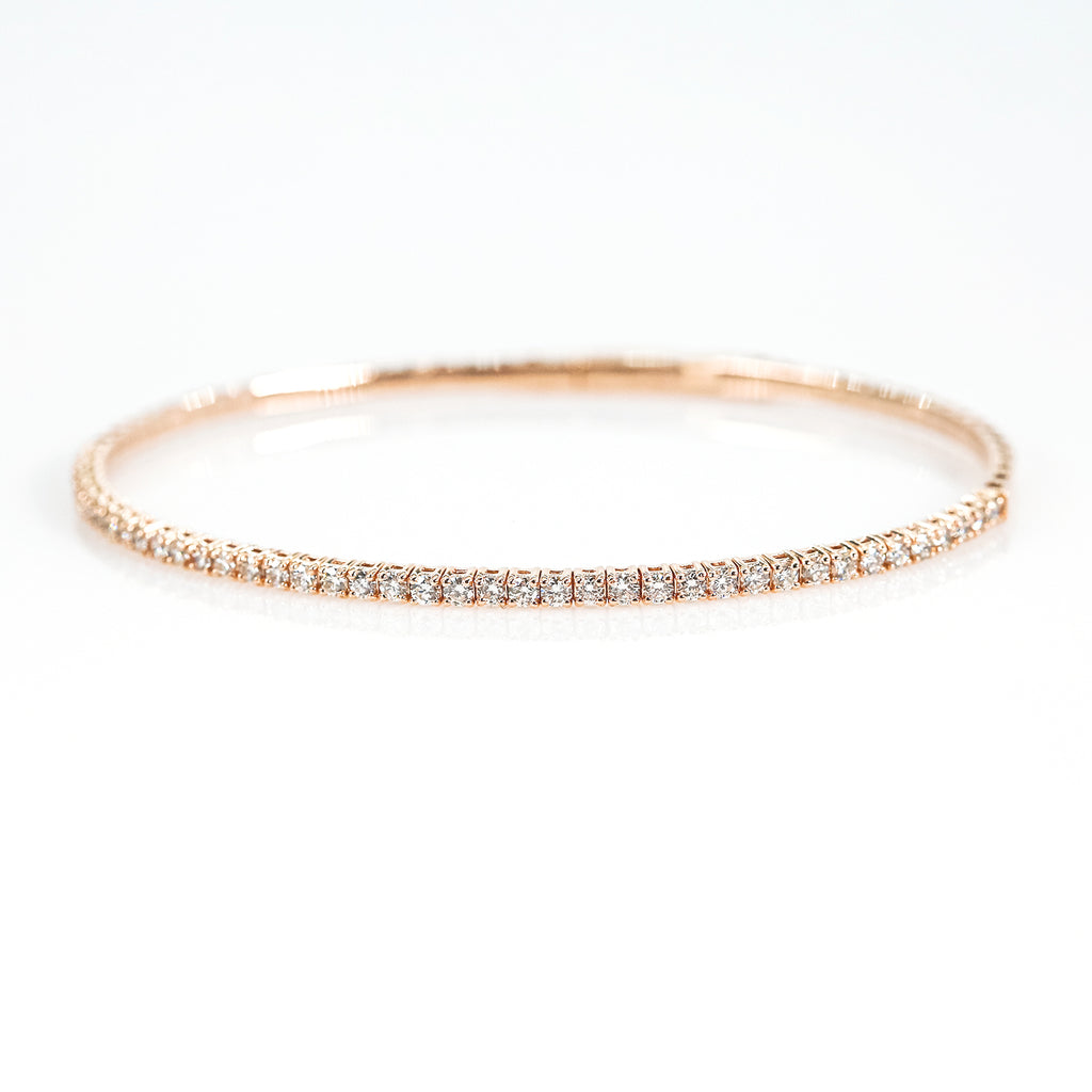 14K Rose Gold Flex Bangle Bracelet with Diamonds