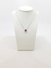 Sterling Silver Ruby Necklace with Diamond Halo